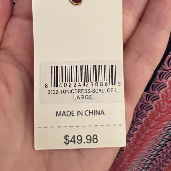 NWT Simply Southern Women's‎ Tunic Dress Scallop Pattern Pink Large - Picture 5 of 5